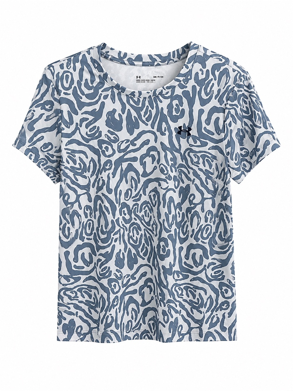 Under Armour Grey Abstract Leopard Print Loose Fit Athletic T-Shirt Size S